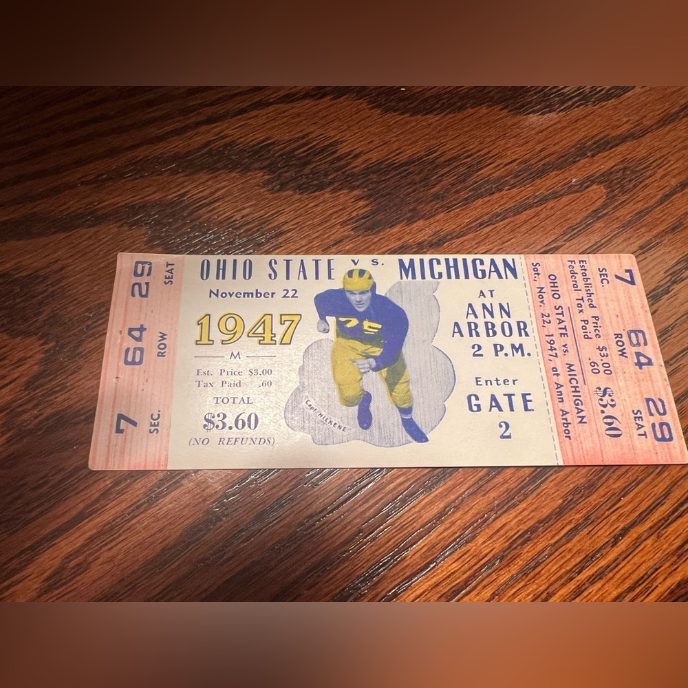 Michigan vs Ohio State ticket stub 1947